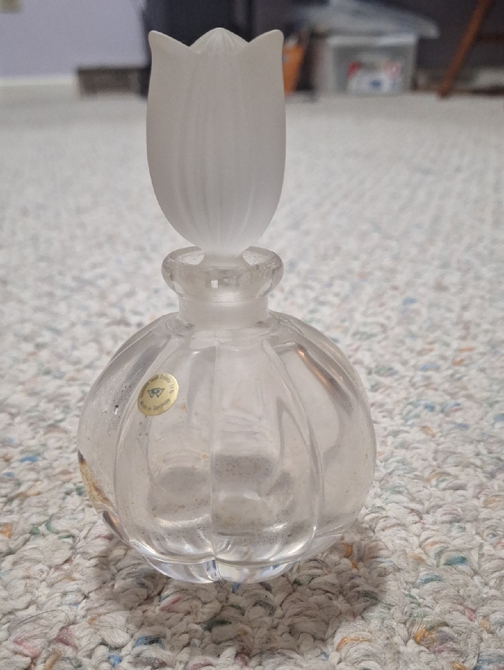 Vintage Clear Crystal  Glass Tulip Perfume Bottle - Unbranded